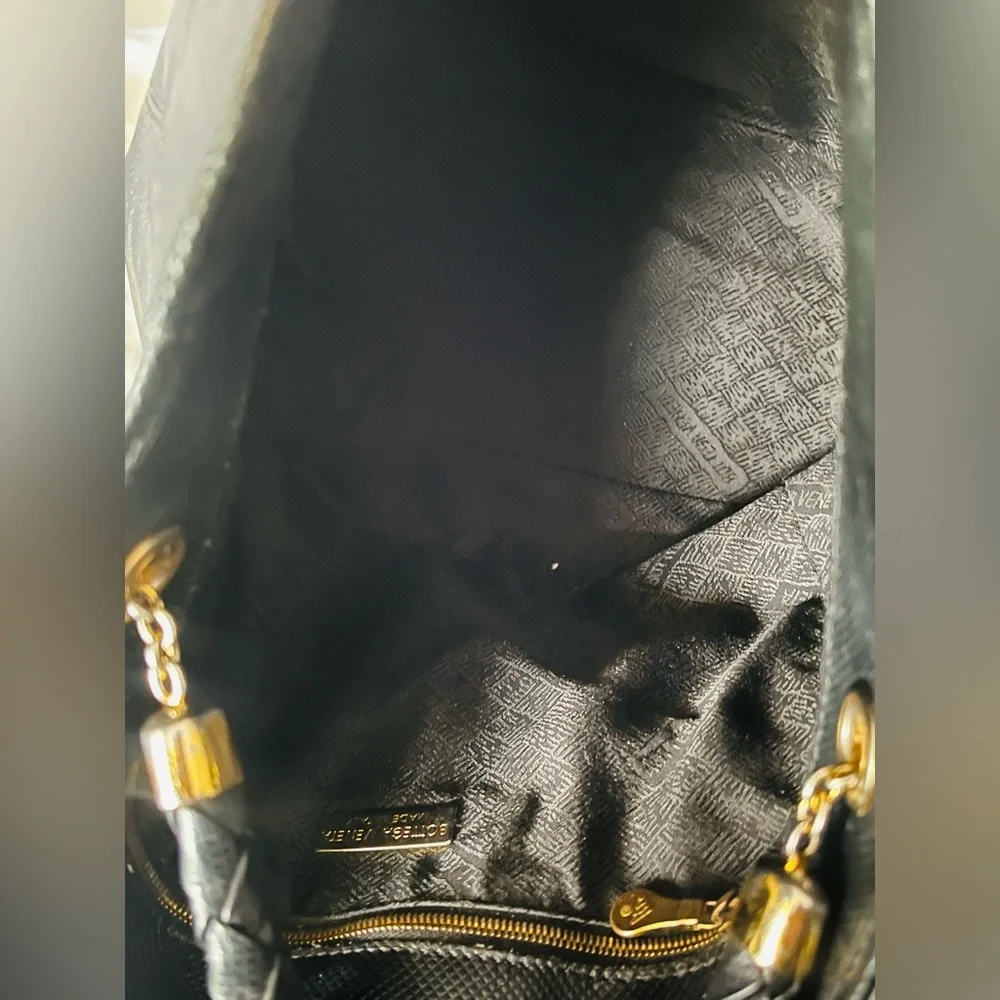 Bottega Veneta Black Leather shoulder bag  Purse Large handbag w Strap - Picture 9 of 15